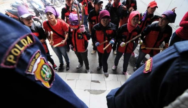 Demo Buruh di Bundaran Hotel Indonesia Jakarta