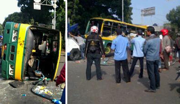 Bus Koantas yang Terguling Menewaskan Satu Orang