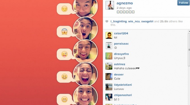 Agnes Monica Tiru Emoticon di WA