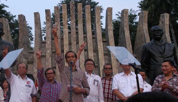 Pendukung Jokowi Rayakan Kemenangan di Bundaran HI