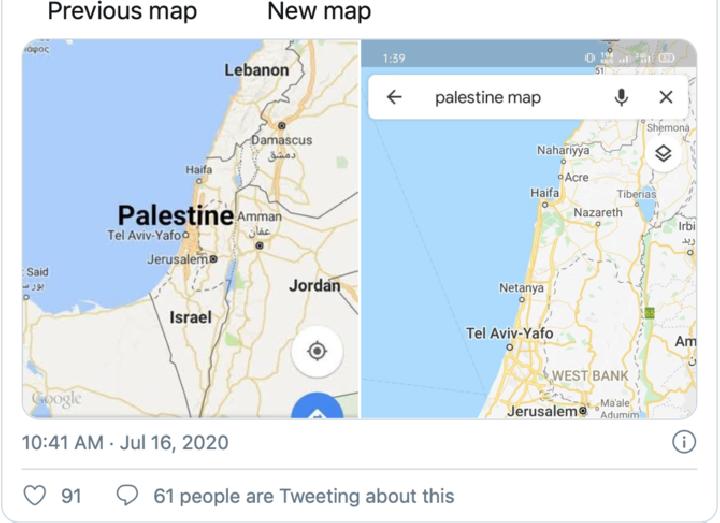 Loh benarkah Palestina hilang dari Google Maps?