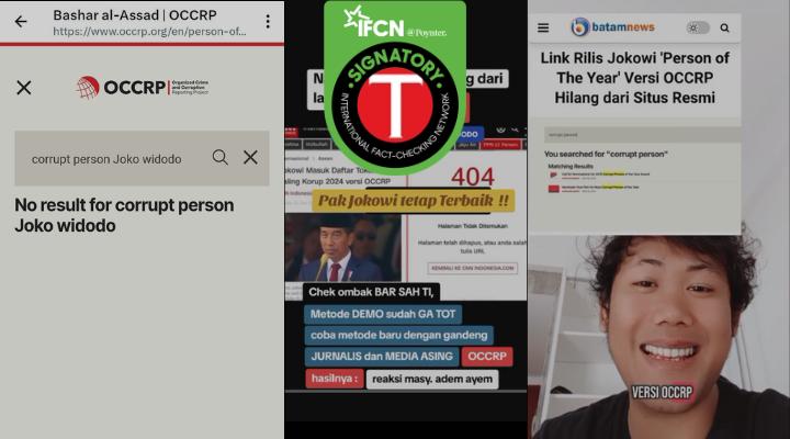 Keliru, Klaim bahwa OCCRP Hapus Nama Jokowi Sebagai Finalis Pemimpin Terkorup