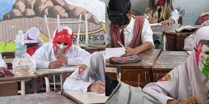 Viral Guru di Surabaya, Cegah Murid Nyontek dengan Ulangan Pakai Topeng
