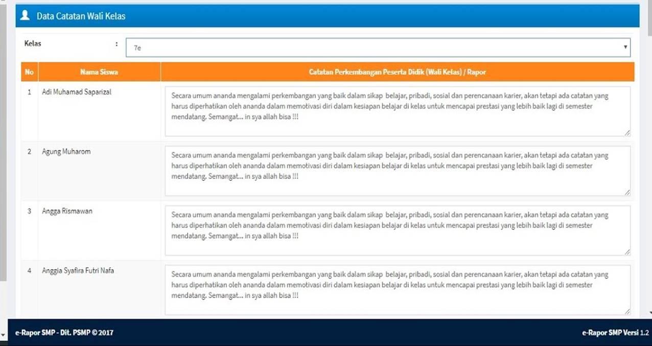 Contoh Catatan Wali Kelas Di Raport Dan Erapor Kurikulum 2013 | KASKUS