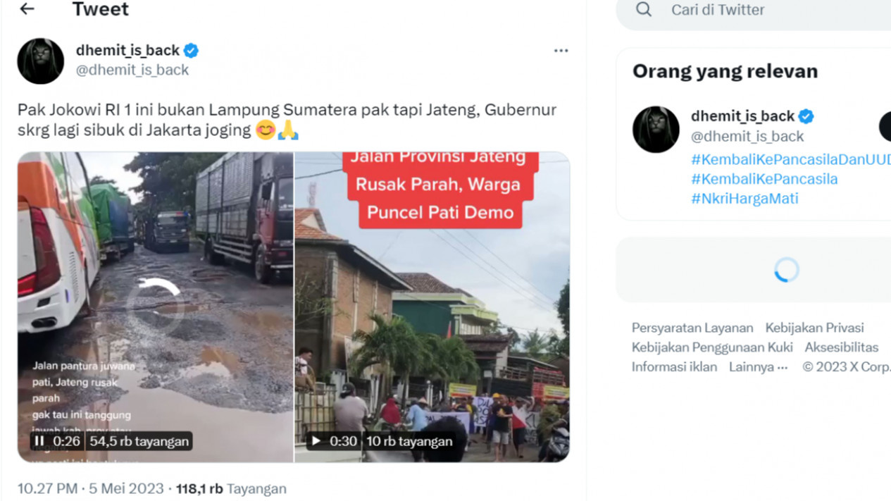 Lapor Pak Jokowi! Jalan Rusak Ini Bukan di Lampung, Tapi di Jawa Tengah