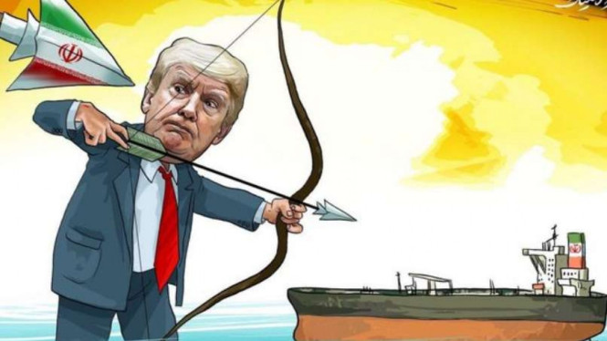 Viral Karikatur Trump Takut Iran, Tentara Amerika Diejek Gegar Otak