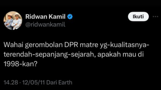 Jejak Digital Ridwal Kamil Sebut Orang JKT Tengil, Songong, Pelit dan Egois Viral