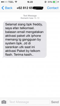 Paket iPhone di TELKOMSEL tidak dapat di aktifkan