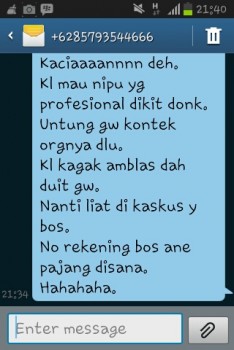 Masih anget gan habis ngerjain penipu nih....