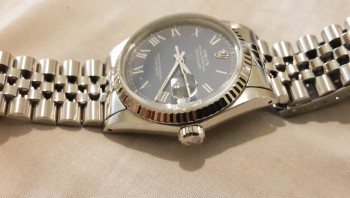 Original Rolex DateJust 16014, 36mm Quickset, Blue Dial, painted on Roman dial