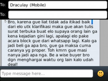 SURAT TERBUKA UNTUK SDR. DANUATMODJO RISNANDAR A.K.A DRACULAY, BAD BUYER!