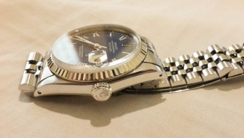 Original Rolex DateJust 16014, 36mm Quickset, Blue Dial, painted on Roman dial
