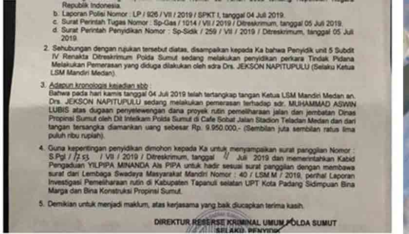 LSM Peras Pejabat, Jekson Napitupulu Terjaring OTT, Hampir Rp 10 Juta Disita 
