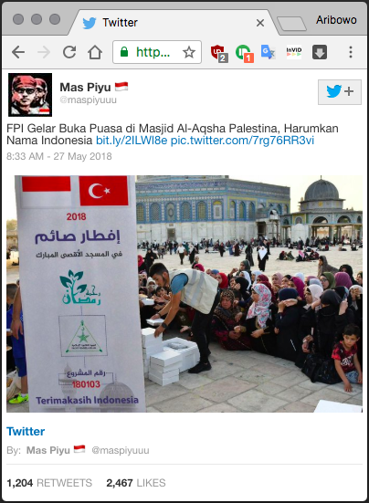 FPI Gelar Buka Puasa di Masjid Al-Aqsha, Harumkan Nama Indonesia