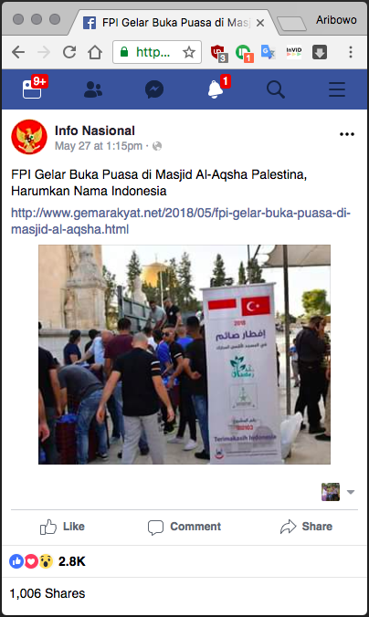 FPI Gelar Buka Puasa di Masjid Al-Aqsha, Harumkan Nama Indonesia