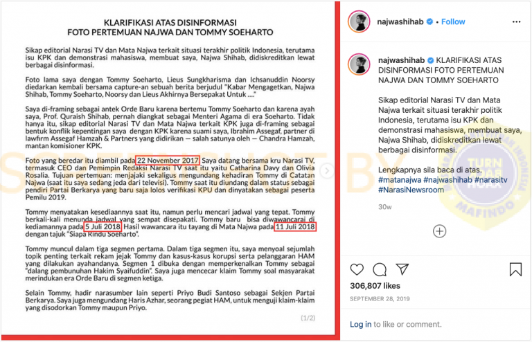 &#91;SALAH&#93; Pelintiran Konteks Foto Najwa &amp; Tommy Soeharto