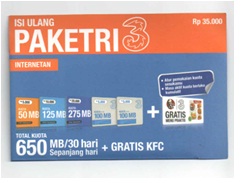 Voucher PakeTri, Internet, SMS, dll