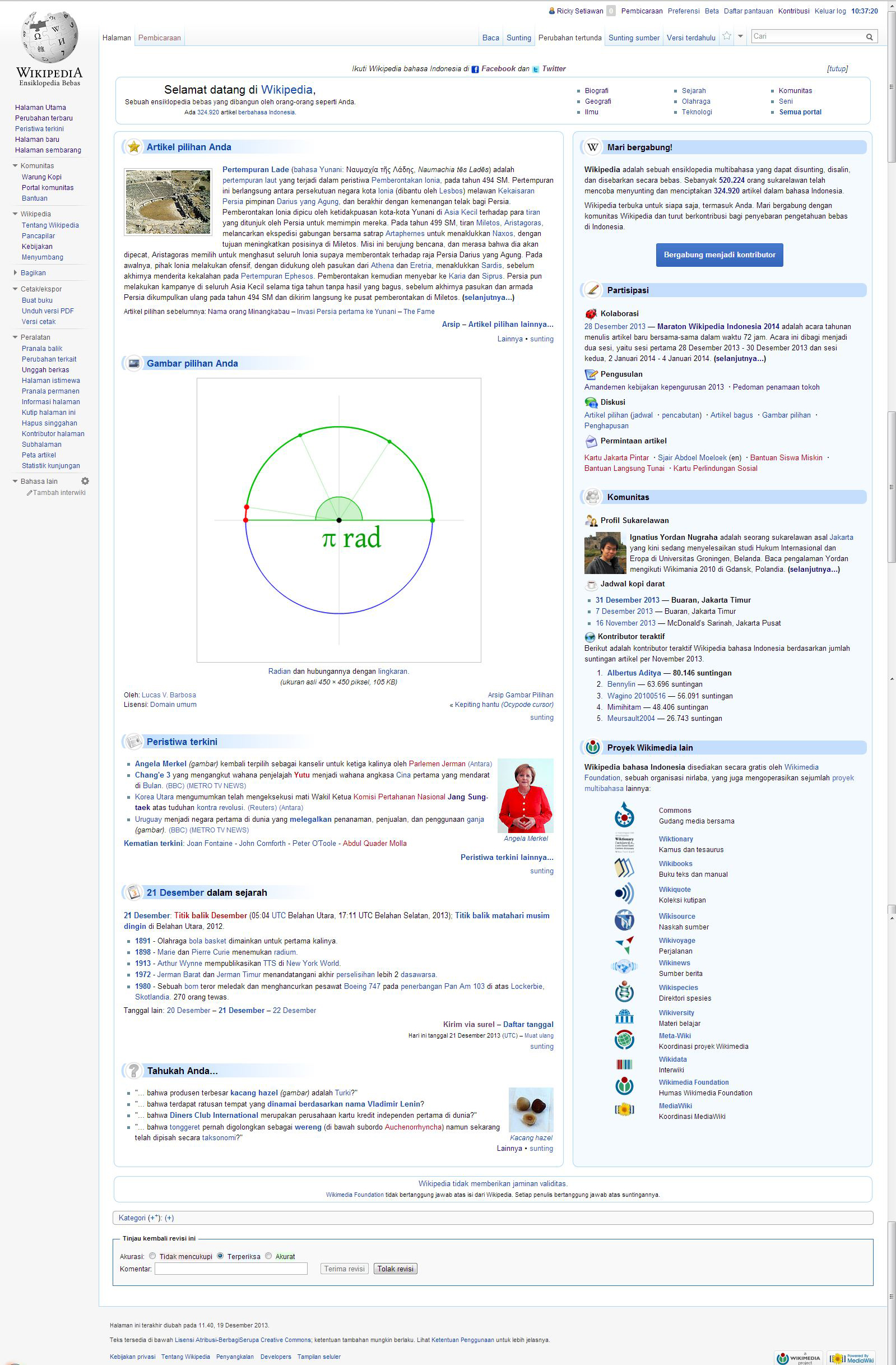 Halaman Utama Wikipedia bahasa Indonesia Ganti Wajah Tahun Ini