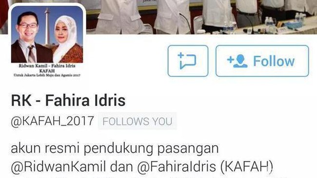 Ridwan Kamil Protes Namanya Dicatut di Twitter untuk Pilgub DKI 2017