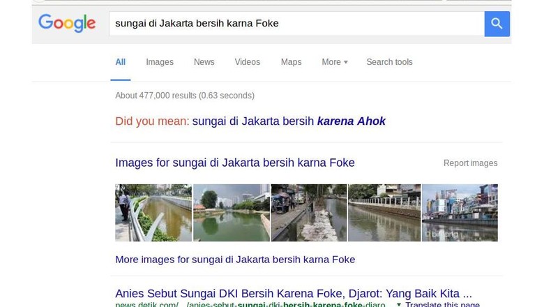 Ahok: Coba Ketik di Google 'Sungai Bersih Karena Foke' dan Lihat Hasilnya