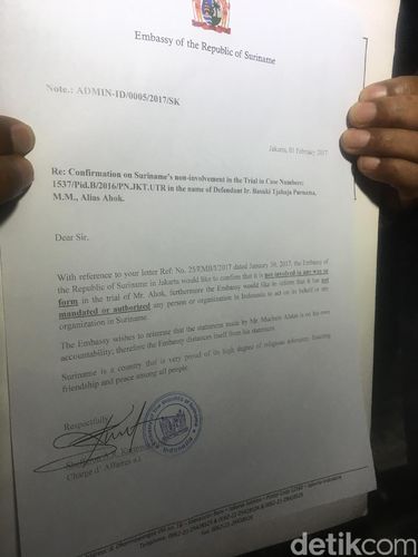 Tim Pengacara Akan Bawa Surat dari Suriname ke Sidang Ahok