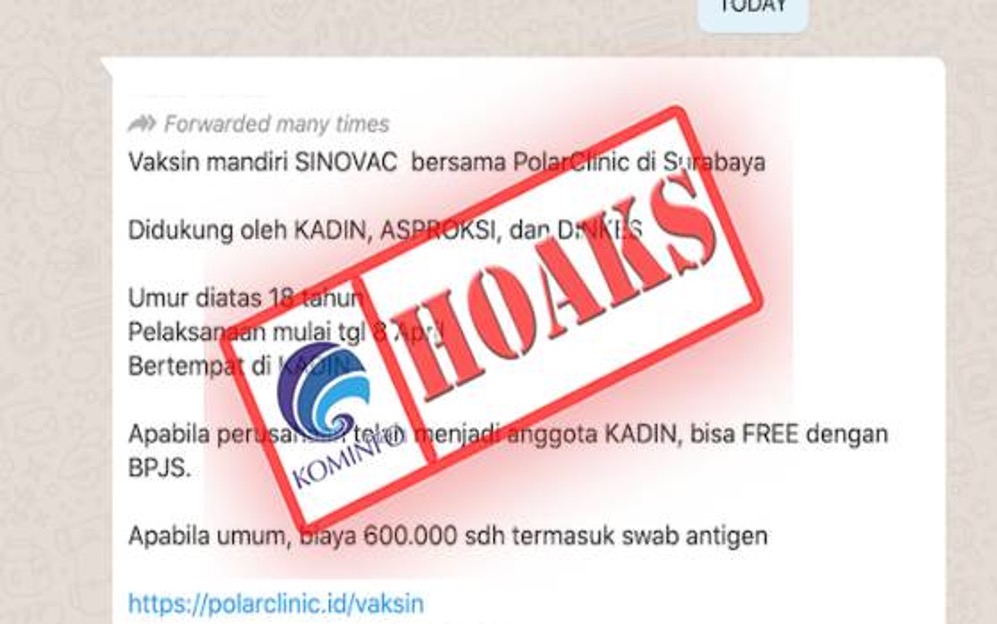 Benarkah Adanya Vaksinasi Sinovac Mandiri Seharga 600 Ribu Perdosis? Lihat Faktanya!