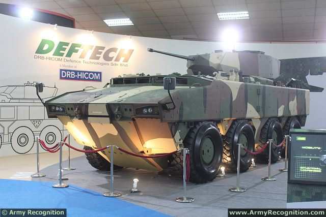 Deftech of Malaysia presents AV8 8x8 armoured vehicles with turret FNSS 25mm and Dene