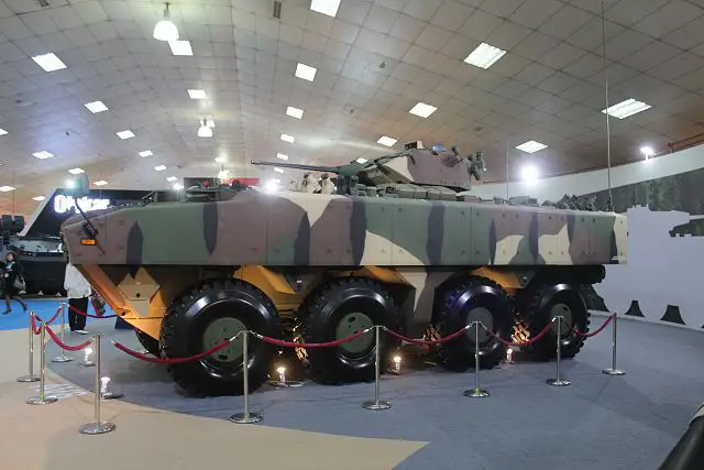 Deftech of Malaysia presents AV8 8x8 armoured vehicles with turret FNSS 25mm and Dene