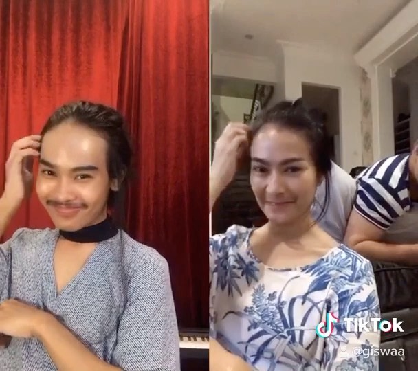 5 Potret Giswaldani Harris, Seleb Tiktok Berkumis yang Pandai Tirukan Gaya Artis