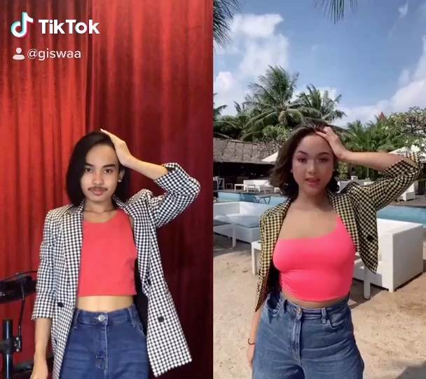5 Potret Giswaldani Harris, Seleb Tiktok Berkumis yang Pandai Tirukan Gaya Artis