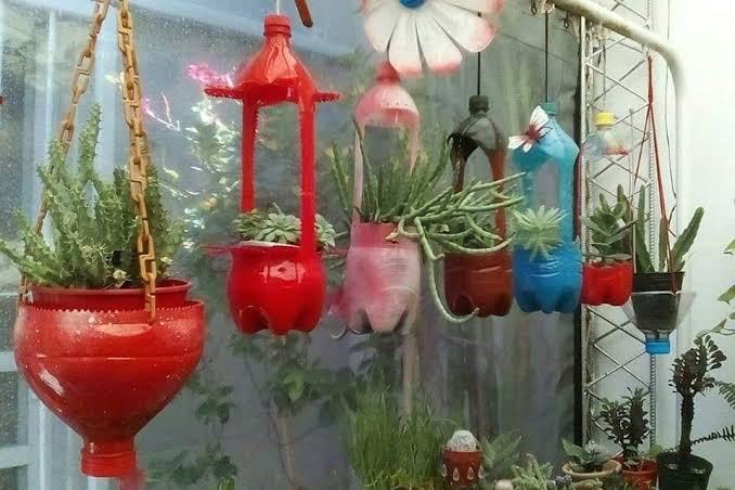 5 Kreasi Pot Bunga dari Botol Bekas, Ada yang Bentuk Kucing
