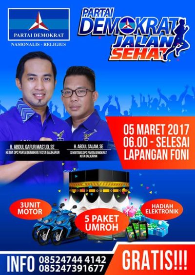 Balikpapan Merapat! Hari Ini Partai Demokrat Gelar Jalan Sehat di Lapangan Foni