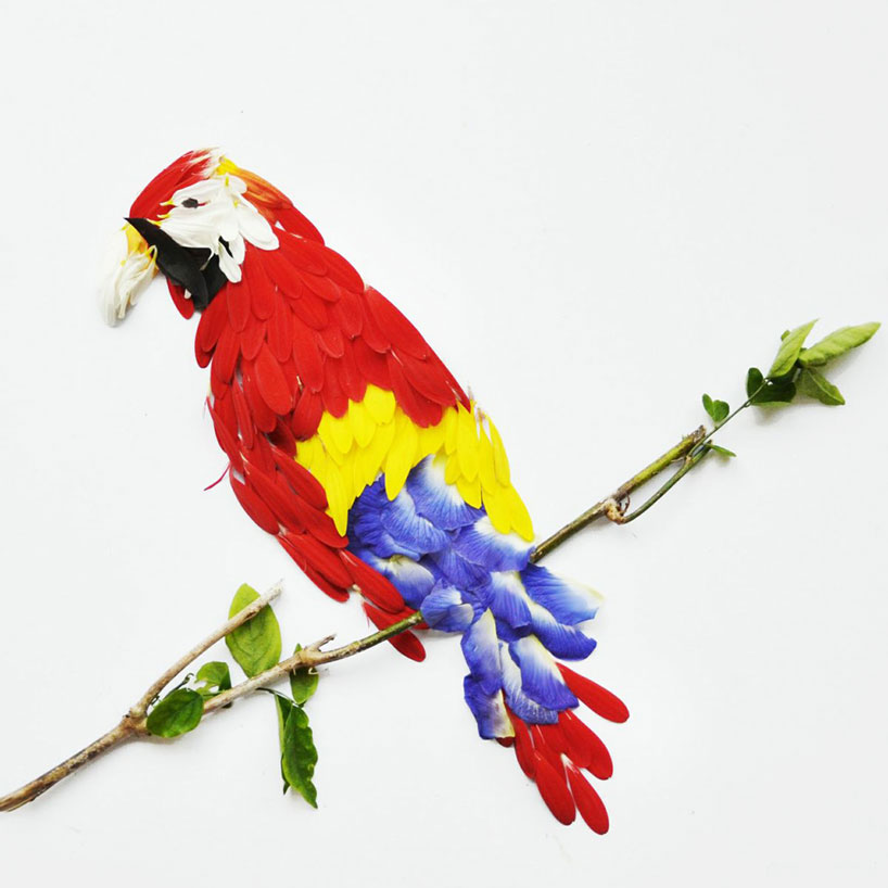 Exotic Birds Rendered in Flower Petals by Red Hong Yi