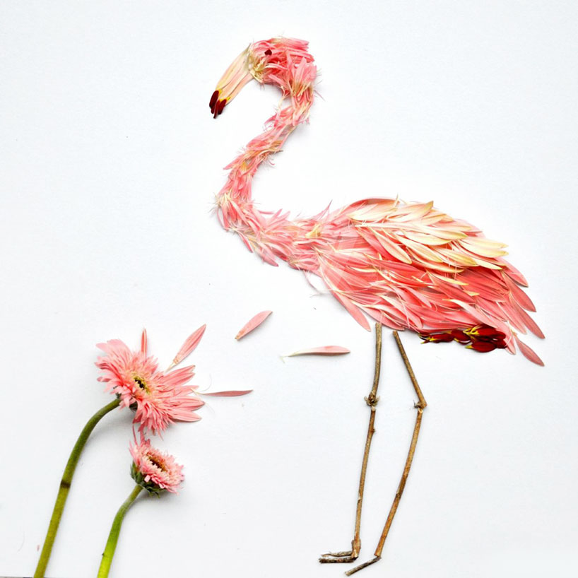 Exotic Birds Rendered in Flower Petals by Red Hong Yi