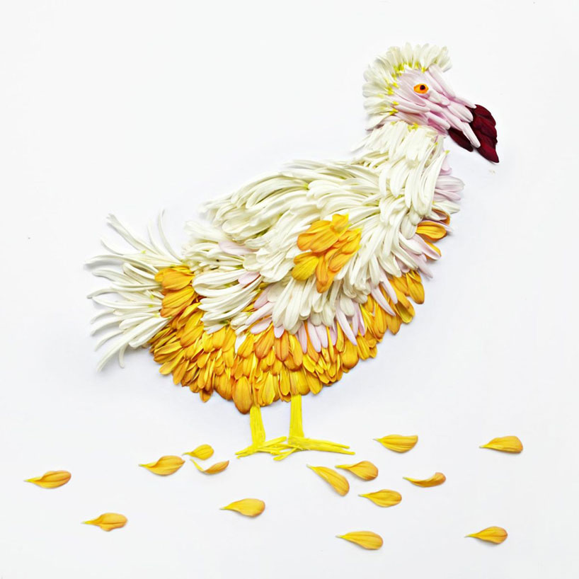 Exotic Birds Rendered in Flower Petals by Red Hong Yi