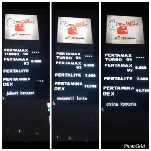 Ujar Kebencian Presiden dan Megawati Terpampang di SPBU Marelan