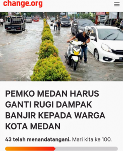 Usai Kebanjiran, Muncul Petisi Pemko Medan Harus Ganti Rugi Dampak Banjir