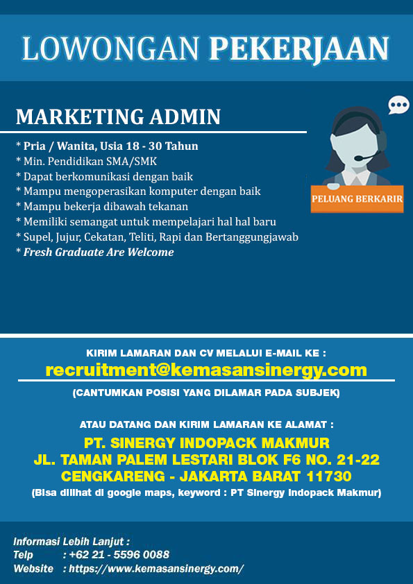 LOWONGAN KERJA MARKETING ADMIN &#91;JAKARTA BARAT&#93;