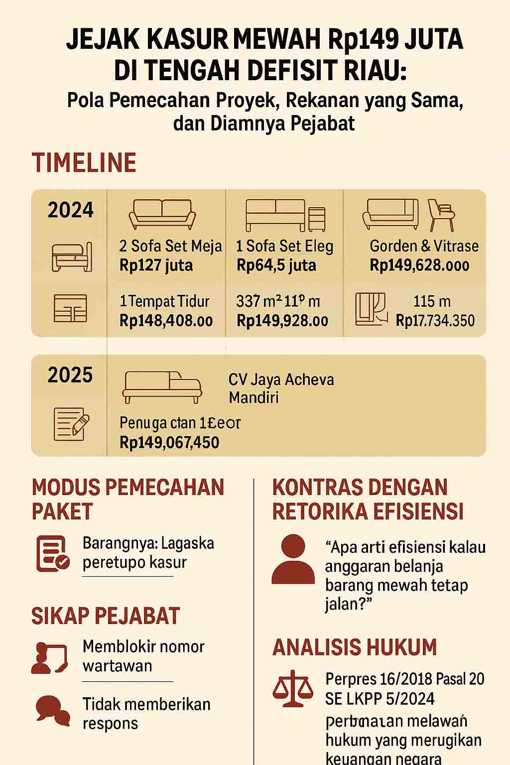Jejak Kasur Mewah Rp149 Jt di Tengah Defisit Riau