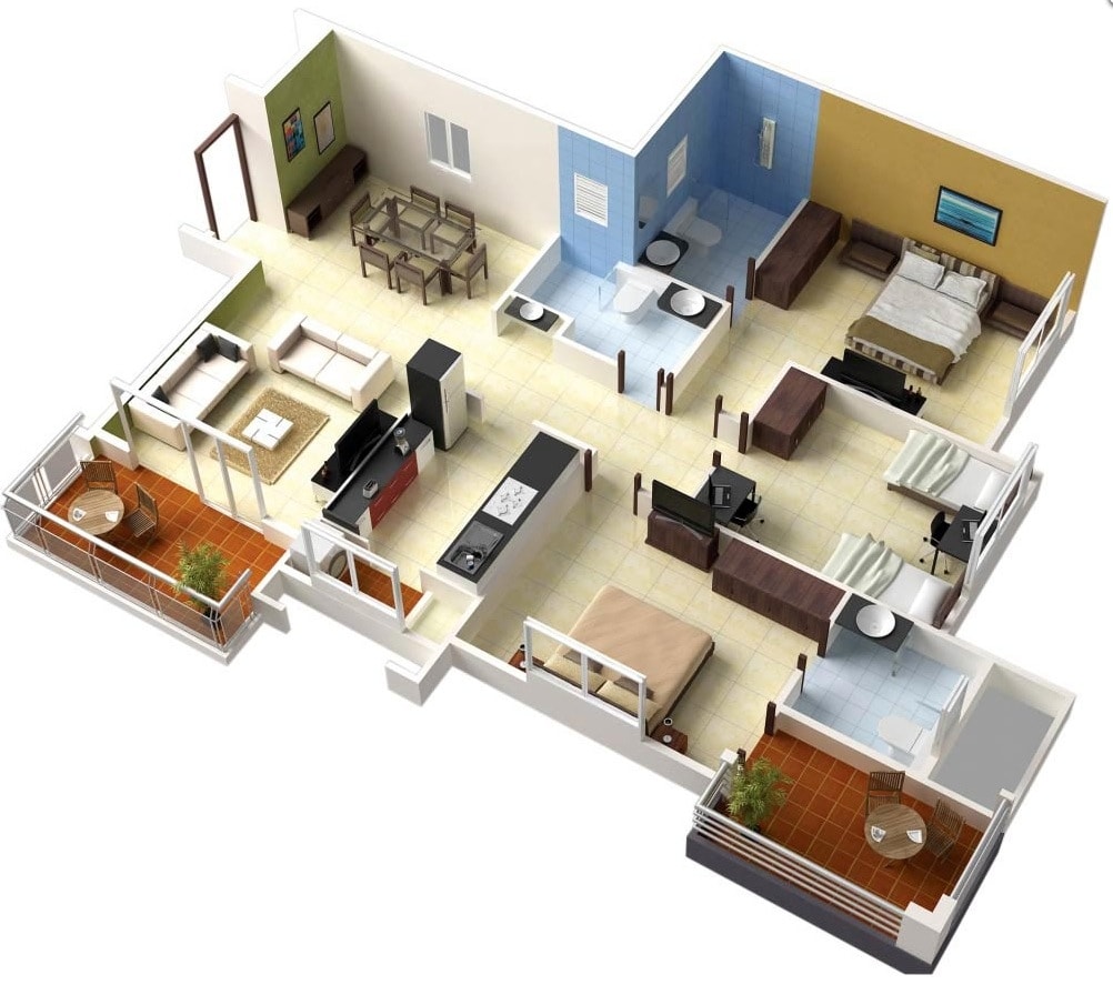 17 Inspirasi Denah Rumah Minimalis 3 Kamar Tidur