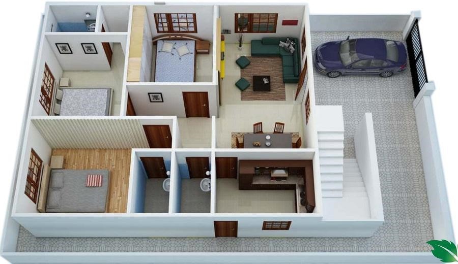 17 Inspirasi Denah Rumah Minimalis 3 Kamar Tidur