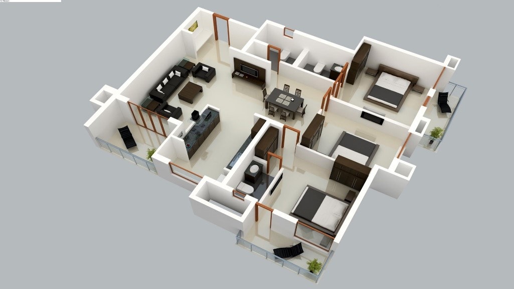 17 Inspirasi Denah Rumah Minimalis 3 Kamar Tidur
