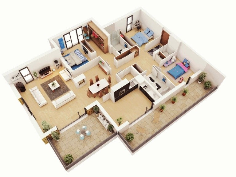 17 Inspirasi Denah Rumah Minimalis 3 Kamar Tidur
