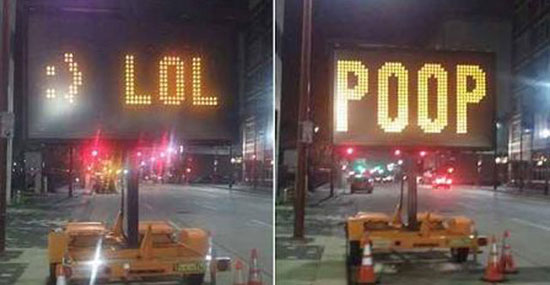 Unik , aksi Hacker Retas Papan Rambu-rambu lalu lintas