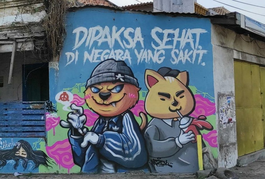 Mural Kritikan Mulai Muncul di Medan: Dipaksa Sehat di Negara Yang Sakit