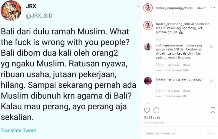 Jerinx SID Tolak Rencana Wisata Halal di Bali, Komentarnya Dianggap sebagai Kebencian