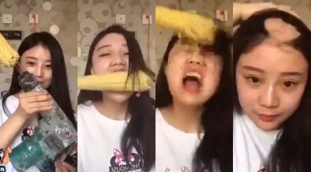 Nekat Makan Jagung Pakai Bor Listrik, Wanita Cantik Malah Jadi Botak