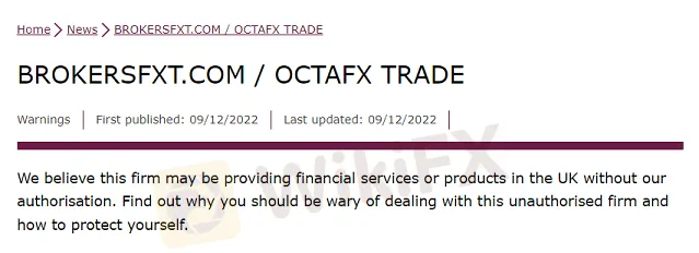 OCTAFXT Nama Broker Mirip OCTAFX | Di Blokir FCA Inggris