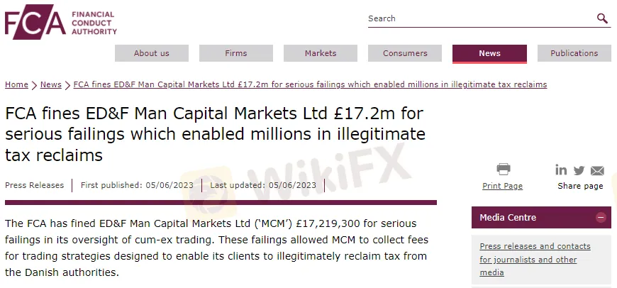 FCA Denda ED&F Man £17,2 Juta Akibat Kesalahan Serius